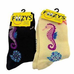 Foozys Sea Horse Novelty Socks 2 Pair Unisex Size 9-11 NWT Summer Beach Men Miss